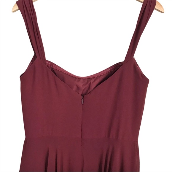 Jenny Yoo maroon full length sleeveless bridesmaid dress - Picture 4 of 7